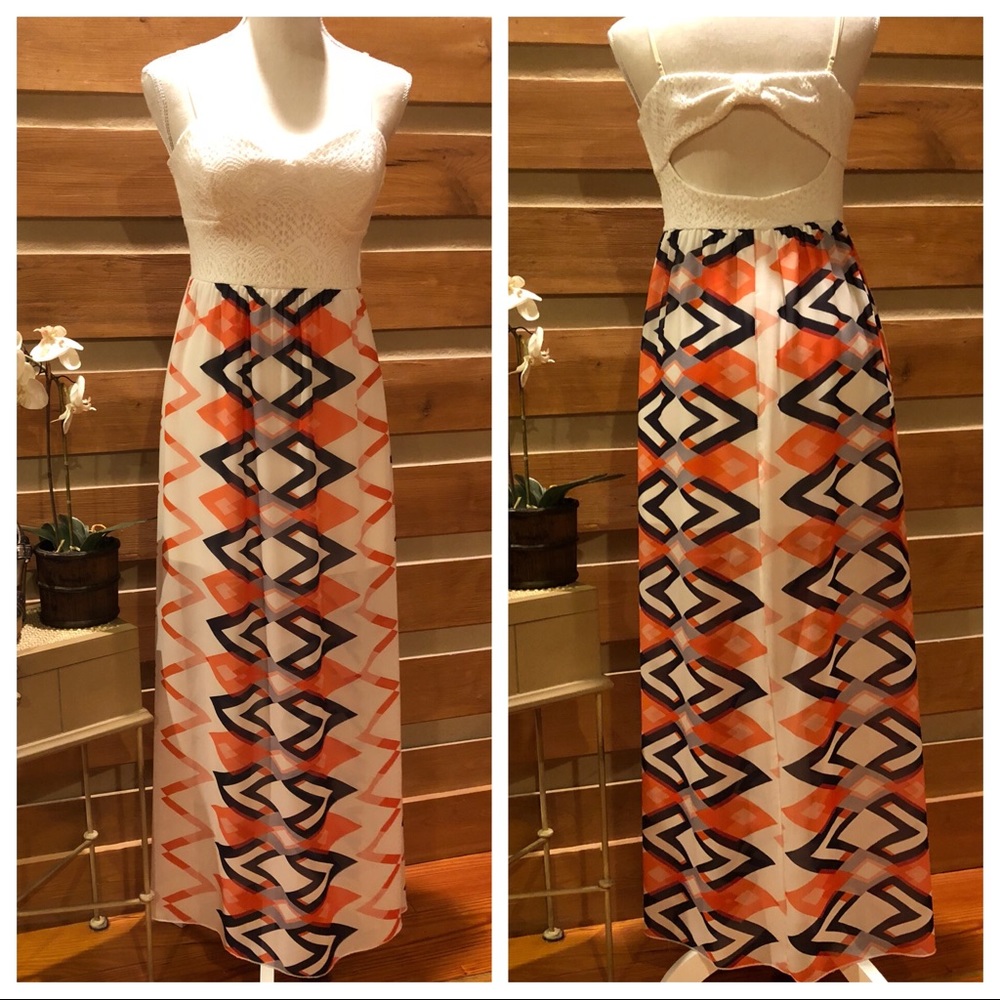 Honey and Rosie Geometric Print Maxi Dress